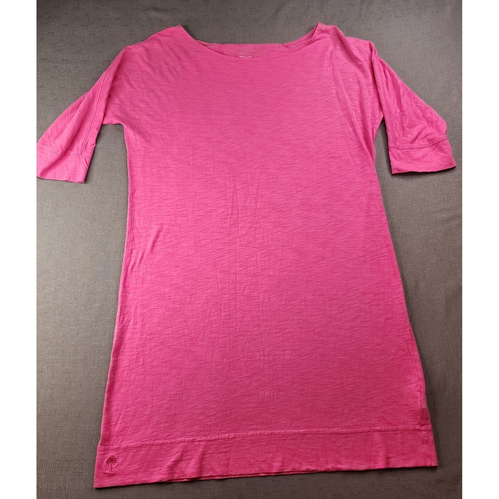 Lilly Pulitzer Pink Pima Cotton 3/4 Sleeve T-Shirt Dress Size Large Lightweight